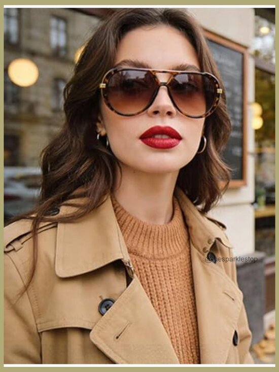 Retro Gold Aviator Sunglasses Metal Frame Large UV400 Protection main image 6